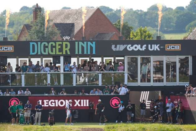 28th July 2024; JCB Golf &amp; Country Club, Rocester, Uttoxeter, England; LIV UK Golf League, Final Round; Jon Rahm of the Legion XIII GC on the 14th tee  ActionPlus12673840 StevenxFlynn