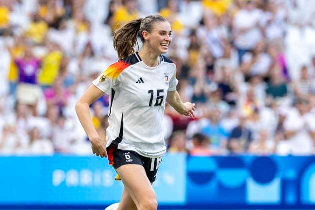 FRA, Paris, Olympischen Spiele Paris 2024, 25.07.2024, Fussball, Frauen, Deutschland vs Australien, in Marseille, im Stade Velodrome, Jule Brand (Deutschland, 16) Jubel, Tor Copyright: HMBxMedia SteffiexWunderl