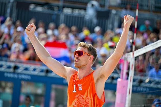 Olympische Spiele (Beachvolleyball); Paris 29.07.2024 Vorrunde, Herren, NED vs ESP, Stefan Boermanns (NED, 1), Copyright: xBEAUTIFULxSPORTS TomxBlochx