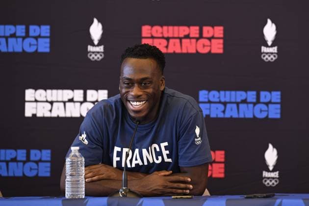 Entraînement de l Équipe de France Olympique Masculine au Complexe Sportif de la Gardi à Trets, le 29 juillet 2024. Arnaud Kalimuendo FOOTBALL : Entraînement de l Équipe de France Olympique Masculine - Trets - 29 07 2024 WilliamCannarella Panoramic 