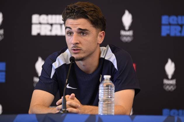 Entraînement de l Équipe de France Olympique Masculine au Complexe Sportif de la Gardi à Trets, le 29 juillet 2024. Joris Chotard FOOTBALL : Entraînement de l Équipe de France Olympique Masculine - Trets - 29 07 2024 WilliamCannarella Panoramic 