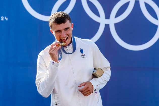 GESTIN Nicolas of France, BURGESS Adam of great britain, BENUS Matej of Slovakia Canoe Slalom Men s Canoe Single Final, podium, during the Olympic Games, Olympische Spiele, Olympia, OS Paris 2024 on 29 July 2024 at Vaires-sur-Marne Nautical Stadium in Vaires-sur-Marne, France - Photo Gregory Lenormand DPPI Media Panoramic OLYMPIC GAMES PARIS 2024 - 29 07 DPPI Panoramic  21024006_GRL_13891