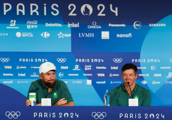 Paris 2024 Olympic Games, Olympische Spiele, Olympia, OS - Golf Previews, Le Golf National, Paris, France 30 7 2024 Shane Lowry and Rory McIlroy Shane Lowry and Rory McIlroy 30 7 2024  Copyright: x INPHO JamesxCrombiex JRY18036-CR3