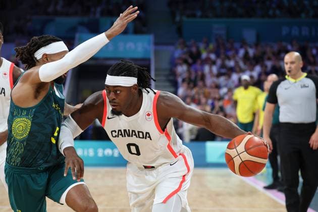 Luguentz DORT (Canada) Mens basketball, Canada vs Australia, Men s preliminary round during the Olympic Games, Olympische Spiele, Olympia, OS Paris 2024. photo Laurent Sanson DPPI Panoramic JO 2024 : BASKET BALL - Canada vs Australie - Jeux Olympiques 2024 - Paris2024 - Lille - 30 07 2024 DPPI Panoramic 