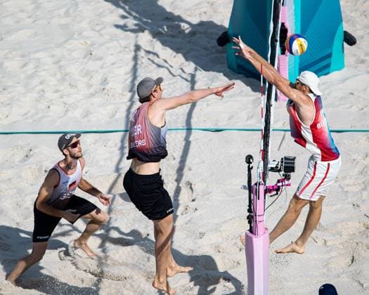 FRA, Olympische Spiele Paris 2024, Beachvolleyball Herren Vorrunde Gruppe C, 30.07.2024 Ehlers Wickler (FRA) vs Bassereau Lynell (FRA) FRA, Olympische Spiele Paris 2024, Beachvolleyball Herren Vorrunde Gruppe C 30.07.2024 Paris Copyright: xEibner-Pressefoto RogerxBuerkex EP_RBE