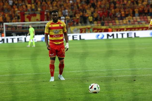 Fußball, CL-Quali, Jagiellonia Bialystok - FK Panevezys Bialystok, 31.07.2024 Eliminacje Ligi Mistrzow UEFA, Pilka nozna sezon 2024 25 druga runda kwalifikacyjna ---- Qualifications UEFA Champions League football game Jagiellonia Bialystok - FK Panevezys Afimico Pululu gool bramka karny FOT. MARCIN SOLARZ FOTOPYK NEWSPIX.PL NEWSPIX.PL --- Newspix.pl  20240731MS0009
