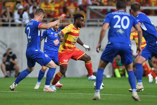 Fußball, CL-Quali, Jagiellonia Bialystok - FK Panevezys 2024.07.31 Bialystok Pilka nozna, UEFA Liga Mistrzow, sezon 2024 2025 Jagiellonia Bialystok (zolto-czerwone) - FK Panevezys N z Afimico Pululu Foto Michal Kosc PressFocus 2024.07.31 Bialystok Football, UEFA Champions League, 2024 25 season Jagiellonia Bialystok (red-yellow) - FK Panevezys Credit: Michal Kosc PressFocus NEWSPIX.PL --- Newspix.pl  20240731PF_MK20240731_01088