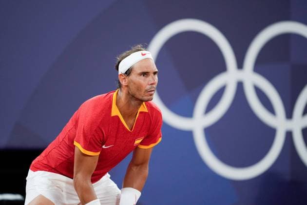 PARIS, FRANCE - JULY 31: Portrait headshot close up) of Rafael Nadal of Spain during the Tennis Men s Double Quarterfinal on day five of the Olympic Games, Olympische Spiele, Olympia, OS Paris 2024 at Roland Garros on July 31, 2024 in Paris, France. Paris Roland Garros France Copyright: xJustPictures.ch DanielaxPorcellix jp-en-EuSpIm-20240731-_DP13766