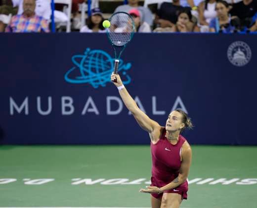 July 31, 2024: Aryna Sabalenka hits a shot during the 2024 Mubadala Citi DC Open tennis tournament being played at Rock Creek Park Tennis Center in Washington, D.C. CSM District Of Columbia United States of America - ZUMAc04_ 20240731_zma_c04_168 Copyright: xJustinxCooperx