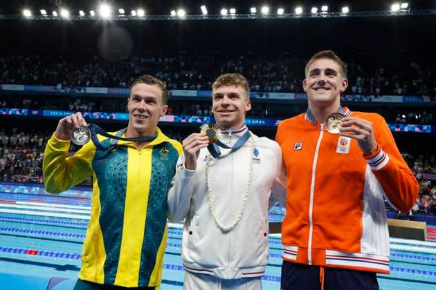 Sport Themen der Woche KW31 Sport Bilder des Tages 31 Juillet 2024 - Nanterre, France : Le Francais Léon Marchand gagne sa troisieme medaille d?Or dans le 200 M Brasse lors des Jeux Olympiques 2024. (Photo Henri Szwarc Starface) July 31 2024 : Swimming Finals during of the Olympic Games, Olympische Spiele, Olympia, OS 2024. (Photo Henri Szwarc Starface) 307716 2024-07-30 Nanterre France  Copyright: xHenrixSzwarcx xStarfacex STAR_307716_142