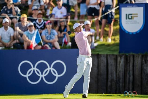 240801 Pan Cheng-Tsung of Taiwan competes in men s individual golf round 1 during day 6 of the Paris 2024 Olympic Games, Olympische Spiele, Olympia, OS on August 1, 2024 in Paris. Photo: Ludvig Thunman BILDBYRAN kod LT LT0653 golf olympic games olympics os ol olympiska spel olympiske leker paris 2024 paris-os paris-ol 6 bbeng taiwan Copyright: LUDVIGxTHUNMAN BB240801LT001
