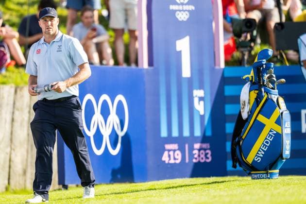 240801 Alex NorÃ n of Sweden competes in men s individual golf round 1 during day 6 of the Paris 2024 Olympic Games, Olympische Spiele, Olympia, OS on August 1, 2024 in Paris. Photo: Ludvig Thunman BILDBYRAN kod LT LT0653 golf olympic games olympics os ol olympiska spel olympiske leker paris 2024 paris-os paris-ol 6 bbeng Copyright: LUDVIGxTHUNMAN BB240801LT009