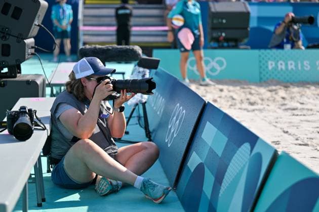 Olympische Spiele Beach volleyball, Beachvolleyball ; Paris 01.08.2024 Vorrunde, Herren, GER_AUS, Nils Ehlers (1, GER), Clemens Wickler (2, GER), Copyright: xBEAUTIFULxSPORTS TomxBlochx