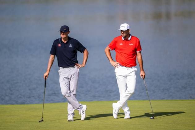 240801 Ludvig Aberg of Sweden and Scottie Scheffler of USA compete in men s individual golf round 1 during day 6 of the Paris 2024 Olympic Games, Olympische Spiele, Olympia, OS on August 1, 2024 in Paris. Photo: Ludvig Thunman BILDBYRAN kod LT LT0653 golf olympic games olympics os ol olympiska spel olympiske leker paris 2024 paris-os paris-ol 6 bbeng sweden sverige usa Copyright: LUDVIGxTHUNMAN BB240801LT047