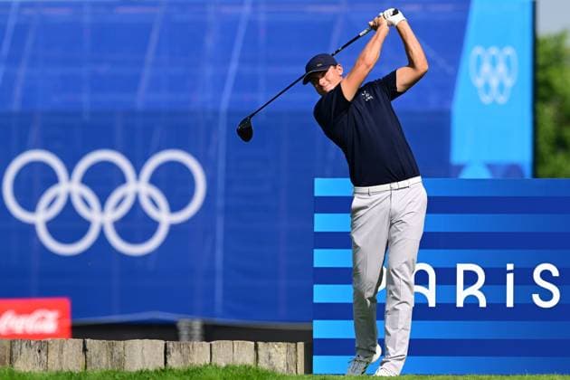 PARIS, FRANKRIKE 20240801 Sveriges Ludvig Aberg under herrarnas golftävling pa Le Golf National under sommar-OS i Paris. PARIS FRANKRIKE OS x10030x