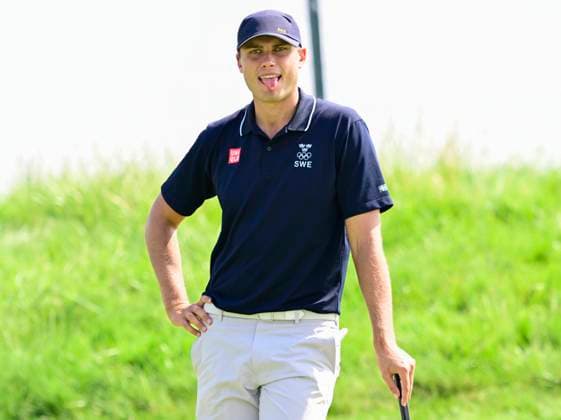 PARIS, FRANKRIKE 20240801 Sveriges Ludvig Aberg under herrarnas golftävling pa Le Golf National under sommar-OS i Paris. PARIS FRANKRIKE OS x10030x