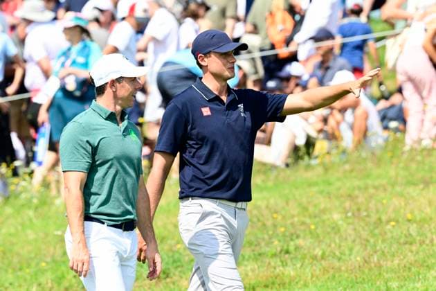 PARIS, FRANKRIKE 20240801 Sveriges Ludvig Aberg under herrarnas golftävling pa Le Golf National under sommar-OS i Paris. PARIS FRANKRIKE OS x10030x