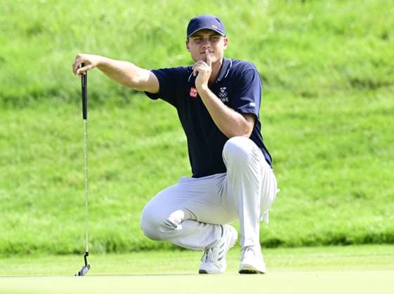 PARIS, FRANKRIKE 20240801 Sveriges Ludvig Aberg under herrarnas golftävling pa Le Golf National under sommar-OS i Paris. PARIS FRANKRIKE OS x10030x