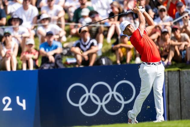 240801 Xander Schauffele of USA competes in men s individual golf round 1 during day 6 of the Paris 2024 Olympic Games, Olympische Spiele, Olympia, OS on August 1, 2024 in Paris. Photo: Ludvig Thunman BILDBYRAN kod LT LT0653 golf olympic games olympics os ol olympiska spel olympiske leker paris 2024 paris-os paris-ol 6 bbeng usa Copyright: LUDVIGxTHUNMAN BB240801LT081