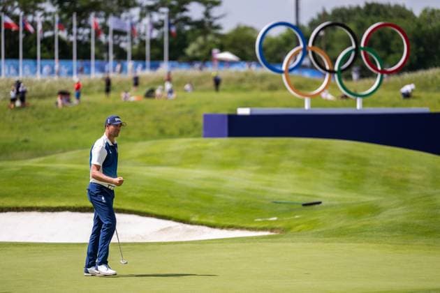 240801 Victor Perez of France competes in men s individual golf round 1 during day 6 of the Paris 2024 Olympic Games, Olympische Spiele, Olympia, OS on August 1, 2024 in Paris. Photo: Ludvig Thunman BILDBYRAN kod LT LT0653 golf olympic games olympics os ol olympiska spel olympiske leker paris 2024 paris-os paris-ol 6 bbeng grappa33 Copyright: LUDVIGxTHUNMAN BB240801LT111