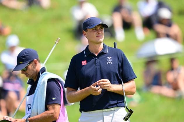 PARIS, FRANKRIKE 20240801 Sveriges Ludvig Aberg under herrarnas golftävling pa Le Golf National under sommar-OS i Paris. PARIS FRANKRIKE OS x10030x