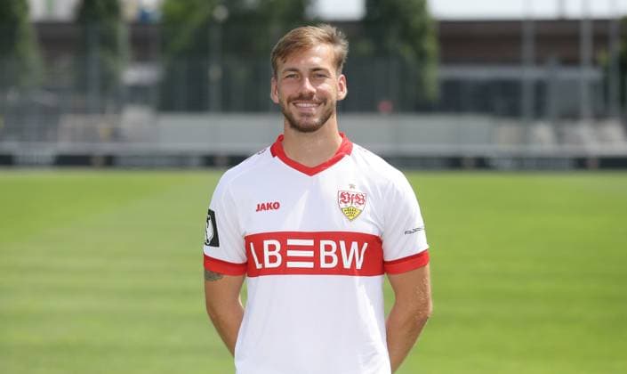 Stuttgart , Fototermin , Dominik Nothnagel ; VfB Stuttgart II ;3.Liga Porträttermin 2024 2025