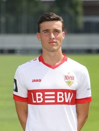 Stuttgart , Fototermin , Leonhard Münst ; VfB Stuttgart II ;3.Liga Porträttermin 2024 2025