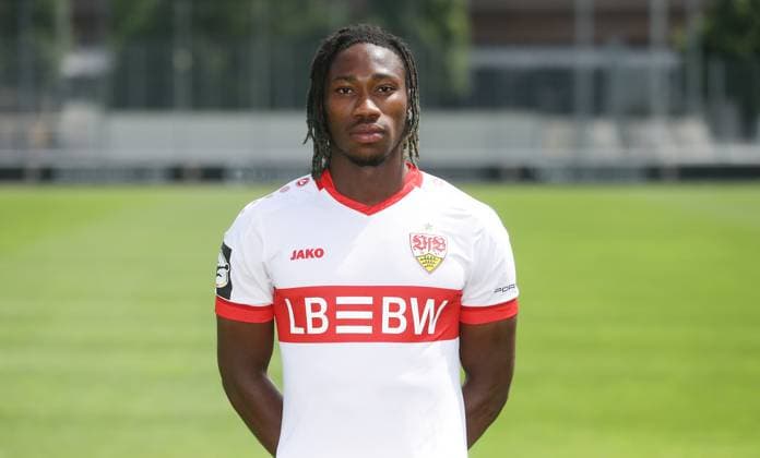 Stuttgart , Fototermin , Mohamed Sankoh ; VfB Stuttgart II ;3.Liga Porträttermin 2024 2025