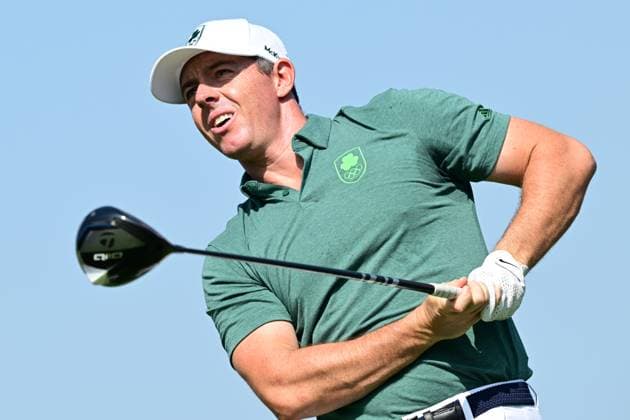 PARIS, FRANKRIKE 20240801 Rory McIlroy, Irland, under herrarnas golftävling pa Le Golf National under sommar-OS i Paris.