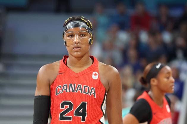 Aaliyah EDWARDS (Canada) Women basketball, Australia vs Canada, Women s preliminary round during the Olympic Games, Olympische Spiele, Olympia, OS Paris 2024 - photo Laurent Sanson DPPI Panoramic JO 2024 : BASKET BALL - Australie vs Canada - Jeux Olympiques 2024 - Paris2024 - Lille - 01 08 2024 DPPI Panoramic 