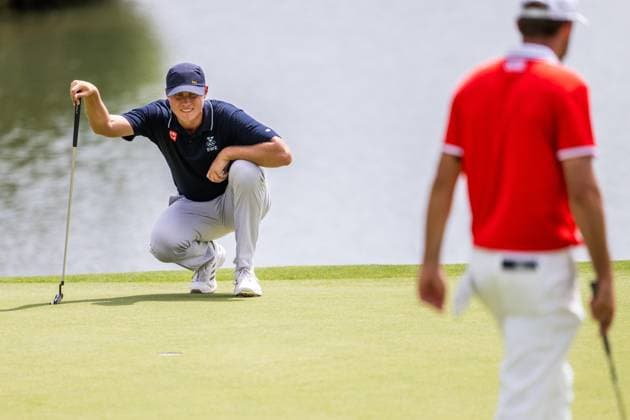 240801 Ludvig Aberg of Sweden competes in men s individual golf round 1 during day 6 of the Paris 2024 Olympic Games, Olympische Spiele, Olympia, OS on August 1, 2024 in Paris. Photo: Ludvig Thunman BILDBYRAN kod LT LT0653 golf olympic games olympics os ol olympiska spel olympiske leker paris 2024 paris-os paris-ol 6 bbeng sweden sverige Copyright: LUDVIGxTHUNMAN BB240801LT121