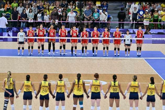 Brazil (BRA) vs Japan (JPN), Volleyball Women s Preliminary Round at Paris South Arena 1, during the Paris 2024 Olympic Games, Olympische Spiele, Olympia, OS 01 August 2024, Paris, France. Noxthirdxpartyxsales  (261585398)