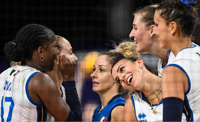 (240801) -- PARIS, Aug. 1, 2024 -- Players of Italy celebrate victory after the women s volleyball preliminary round pool C match between Italy and the Netherlands at the Paris 2024 Olympic Games, Olympische Spiele, Olympia, OS in Paris, France, July 30, 2024. ) (PARIS2024) FRANCE-PARIS-OLY-VOLLEYBALL LiuxDawei 