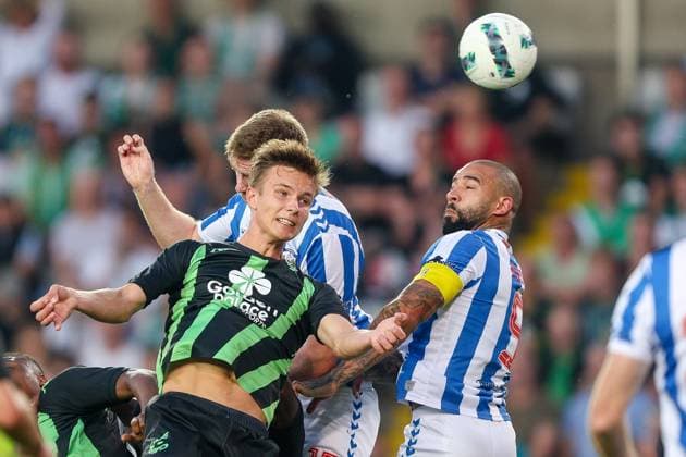 Cercle Brugge v Kilmarnock FC - UEFA Europa League BRUGGE, BELGIUM - AUGUST 01 : Ravych Christiaan defender of Cercle Brugge and Vassell Kyle forward of Kilmarnock FC during the UEFA Europa League Second qualifying round, 2nd leg match between Cercle Brugge and Kilmarnock F.C. at the Jan Breydel stadium on August 01, 2024 in Brugge, Belgium, 01 08 2024 Brugge Belgium  Copyright: xTomasxSiskx