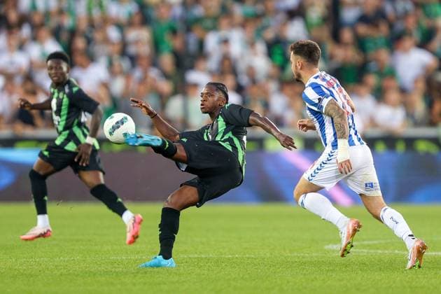 Cercle Brugge v Kilmarnock FC - UEFA Europa League BRUGGE, BELGIUM - AUGUST 01 : Bayo Alama forward of Cercle Brugge during the UEFA Europa League Second qualifying round, 2nd leg match between Cercle Brugge and Kilmarnock F.C. at the Jan Breydel stadium on August 01, 2024 in Brugge, Belgium, 01 08 2024 Brugge Belgium  Copyright: xTomasxSiskx