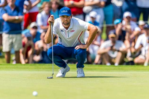 240802 Scottie Scheffler of USA competes in men s individual golf round 2 during day 7 of the Paris 2024 Olympic Games, Olympische Spiele, Olympia, OS on August 2, 2024 in Paris. Photo: Ludvig Thunman BILDBYRAN kod LT LT0655 golf olympic games olympics os ol olympiska spel olympiske leker paris 2024 paris-os paris-ol 7 bbeng Copyright: LUDVIGxTHUNMAN BB240802LT054
