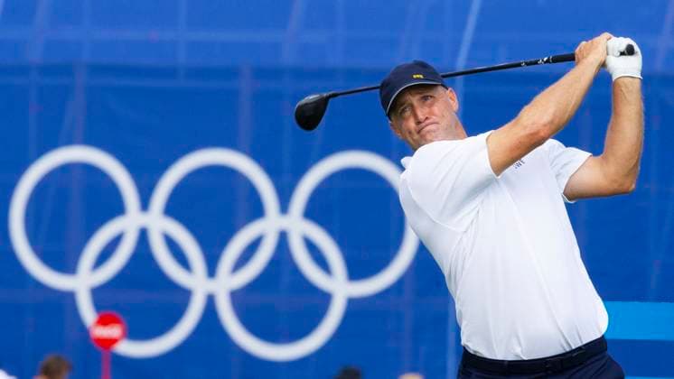 PARIS, FRANKRIKE 20240802 Sveriges Alex NorÃ n under andra tävlingsdagen av herrarnas golftävling pa Le Golf National under sommar-OS i Paris. PARIS FRANKRIKE OS x4035x