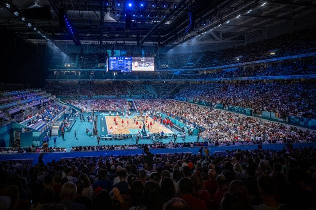Olympische Spiele Paris 2024 Basketball Lille 02.08.2024 Vorrunde Männer Herren Kanada (CAN) -Spanien (ESP) Stade Pierre Mauroy Arena Sportstätte