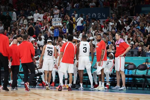 national team, Nationalteam Canada Mens basketball, Canada vs Spain, Men s preliminary round during the Olympic Games, Olympische Spiele, Olympia, OS Paris 2024 - photo Laurent Sanson DDPI Panoramic JO 2024 : BASKET BALL - Canada vs Espagne - Jeux Olympiques 2024 - Paris2024 - Lille - 02 08 2024 DPPI Panoramic 