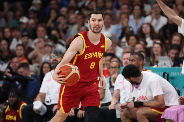 Dario BRIZUELA (Espagne) Mens basketball, Canada vs Spain, Men s preliminary round during the Olympic Games, Olympische Spiele, Olympia, OS Paris 2024 - photo Laurent Sanson DDPI Panoramic JO 2024 : BASKET BALL - Canada vs Espagne - Jeux Olympiques 2024 - Paris2024 - Lille - 02 08 2024 DPPI Panoramic 