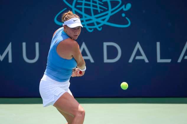 August 2, 2024: Amanda Anisimova (USA) hits a shot during the 2024 Mubadala Citi DC Open tennis tournament being played at Rock Creek Park Tennis Center in Washington, D.C. CSM District Of Columbia United States of America - ZUMAc04_ 20240802_zma_c04_282 Copyright: xJustinxCooperx