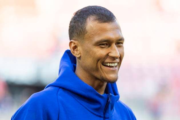2. Fussball-Bundesliga: 1. FC Köln - Hamburger SV, 02.08.2024 Davie Selke (Hamburger SV, 27) lacht. 2. Fussball-Bundesliga, 1. FC Köln - Hamburger SV, 1. Spieltag, am 02.08.2024, RheinEnergie-Stadion, Köln DFL regulations prohibit any use of photographs as image sequences and or quasi-video