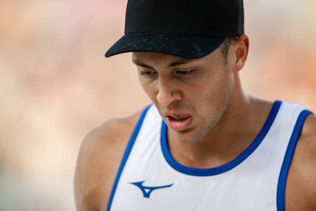 240802 Matthew Immers of Netherlands in men s preliminary round Beach volleyball, Beachvolleyball match between Norway and Netherlands during day 7 of the Paris 2024 Olympic Games, Olympische Spiele, Olympia, OS on August 2, 2024 in Paris. Photo: Jon Olav Nesvold BILDBYRAN COP 217 JE0093 beachvolleyboll beach volleyball sandvolleyball paris 2024 olympics day 7 norway - netherlands bbeng Copyright: JONxOLAVxNESVOLD BB240802JE180