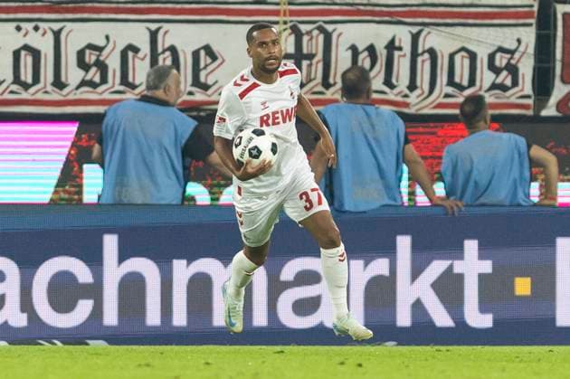2. Fussball-Bundesliga: 1. FC Köln - Hamburger SV, 02.08.2024 Linton Maina (1. FC Köln, 37) jubelt nach seinem Tor. 2. Fussball-Bundesliga, 1. FC Köln - Hamburger SV, 1. Spieltag, am 02.08.2024, RheinEnergie-Stadion, Köln DFL regulations prohibit any use of photographs as image sequences and or quasi-video