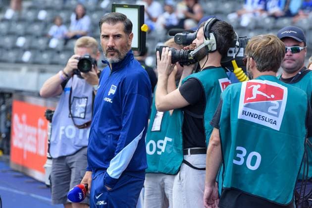 03.08.2024, xlakx, Fussball 2.Bundesliga, Hertha BSC Berlin - SC Paderborn emspor, v.l. Christian Fiel (Hertha BSC Trainer) (DFL DFB REGULATIONS PROHIBIT ANY USE OF PHOTOGRAPHS as IMAGE SEQUENCES and or QUASI-VIDEO) Daniel Lakomski JAN Huebner Berlin