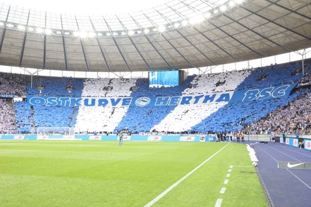 DEU, DFL, 2. FBL, Hertha BSC vs. SC Paderborn 07, 03.08.2024, Berliner Olympiastadion, Berlin, DEU, DFL, 2. FBL, Hertha BSC vs. SC Paderborn 07, im Bild Hertha-BSC Fans, Korio DFL - regulations prohibit any use of Photographs as image sequences and or quasi-video Foto: Juergen Engler nordphoto GmbH