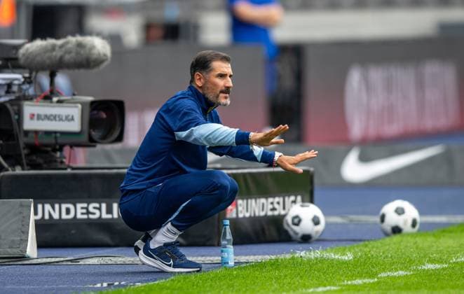 Fussball, Herren, Saison 2024 2025, 2. Bundesliga (1. Spieltag), Hertha BSC - SC Paderborn, Trainer Cristian Fiel (Hertha BSC), 03.08. 2024,