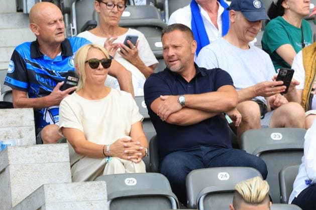 DEU, DFL, 2. FBL, Hertha BSC vs. SC Paderborn 07, 03.08.2024, Berliner Olympiastadion, Berlin, DEU, DFL, 2. FBL, Hertha BSC vs. SC Paderborn 07, im Bild Monica und Pal Dardai DFL - regulations prohibit any use of Photographs as image sequences and or quasi-video Foto: Juergen Engler nordphoto GmbH
