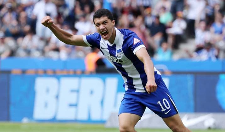 Sport Bilder des Tages Ibrahim Maza jubelt nach 1:2 Freude Emotion Jubel Fußball Fussball DFL 2.Bundesliga Herren 1.Spieltag Saison 2024 2025 03.08.2024 Hertha BSC Berlin vs. SC Paderborn SCP DFL regulations prohibit any use of photographs as image sequences and or quasi-video