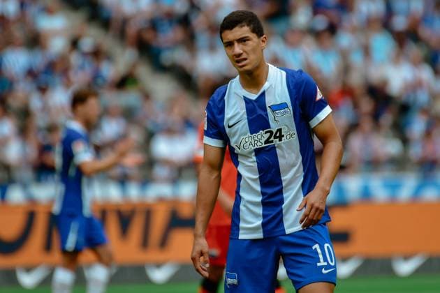 03.08.2024, xlakx, Fussball 2.Bundesliga, Hertha BSC Berlin - SC Paderborn emspor, v.l. Ibrahim Maza (Hertha BSC) Portrait, Portraet, Einzelbild (DFL DFB REGULATIONS PROHIBIT ANY USE OF PHOTOGRAPHS as IMAGE SEQUENCES and or QUASI-VIDEO) Daniel Lakomski JAN Huebner Berlin